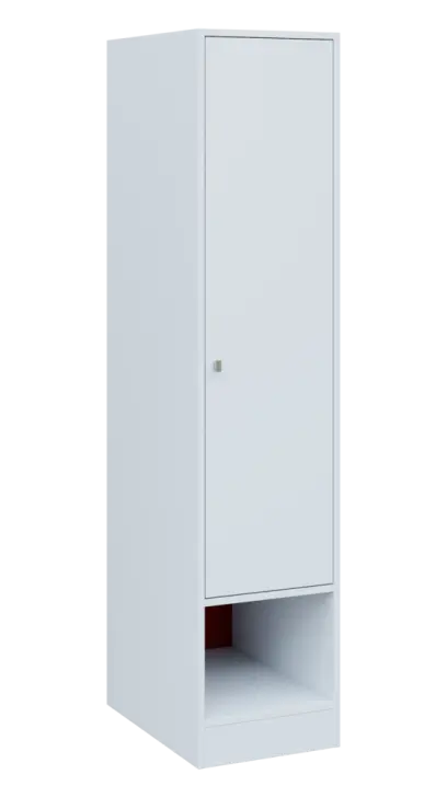 QN 5 - 4STN skříň šatní, 1-dveřová, pravá, výsuvné ramínko, 1830x400x600, bílá/červená flamengo